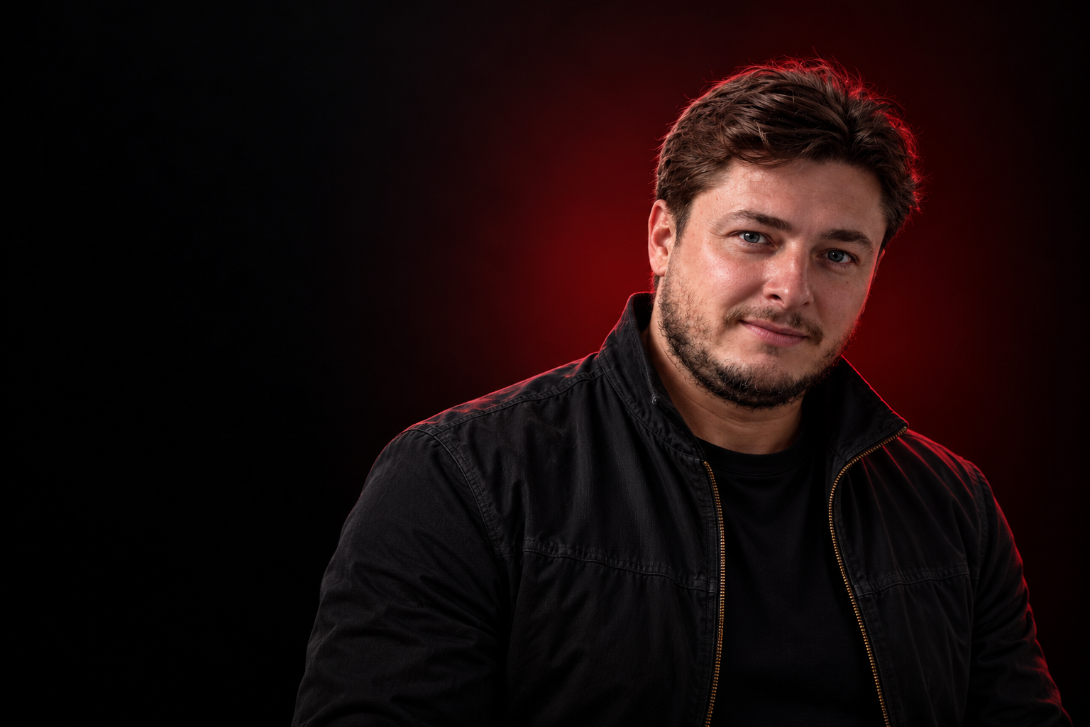 Портрет Владимира на тёмном фоне с мягким красным светом